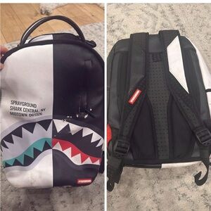 Sprayground Black and White Shark Backpack